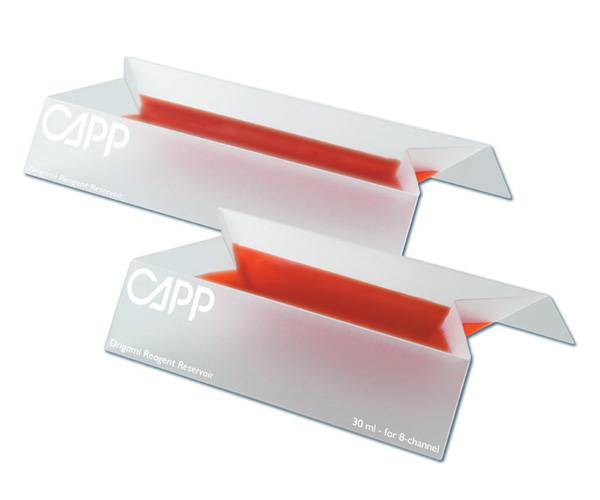 CAPPOrigami Reagent Reservoir. Reagent reservoirs for multichannel pipettes. Elisa reagent reservoir